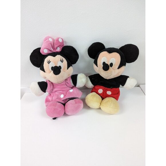 Disney Mickey & Minnie Mouse Set of 2 Plush Toy Supersoft Red & Pink - Picture 1 of 7